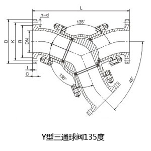 Q642F气动Y型135度三通球阀(图1)