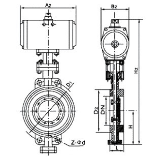 D673H气动对夹式硬密封蝶阀(图1)