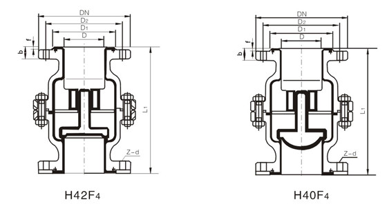 H42F46立式衬氟止回阀(图1)